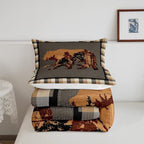 Cute Bear Comforter Set Wild Animal Pattern Bedding Set for Teens Nature Wildlife Bear Bedding Set Western Farmhouse Orange Grey Duvet Set Room Decor Full Size Duvet Set 3Pcs