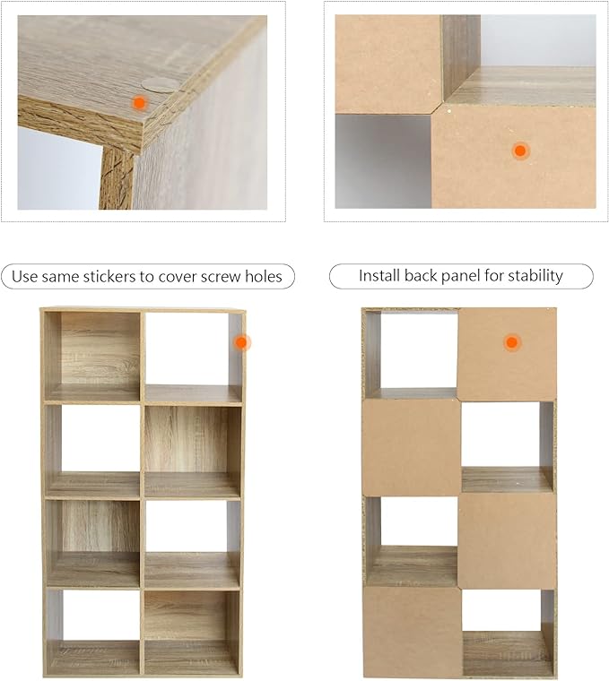 PACHIRA E-Commerce 8 Cube Storage Bookshelf, Unit Shelf, Wooden Closet Cabinet, Organizer Rack in Study, Oak