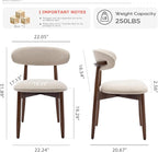 COLAMY Wooden Dining Chairs Set of 6, Modern Upholstered Fabric Dining Room Chair, Farmhouse Kitchen Side Chairs with Foot Pegs, Beige