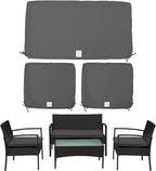 ClawsCover 3Pack Outdoor Seat Cushions Replacement Covers Fit for 4 Pieces Wicker Rattan Furniture Patio Conversation Set Loveseat Chair,38x19x2,19x19x2,Dark Gray-Large (Include Cover Only)
