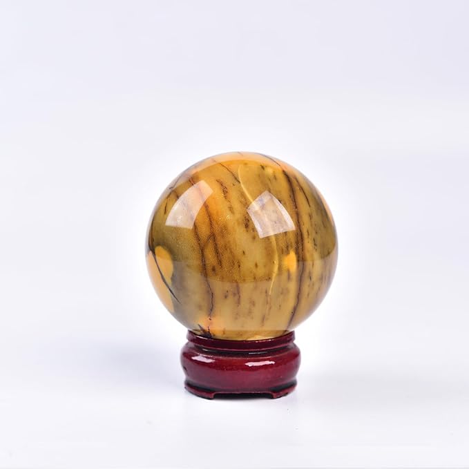 JIC Gem Natural Eggs Yolk Quartz Ball Sphere Gemstone Healing Crystal Decorative Ball with Stand Spiritual Chakra Meditation Reiki Home Office Decoration 6-7cm