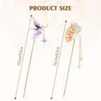 inSowni 8 Pieces Retro Asian Chinese Traditional Hanfu Gold Metal Fan Lotus Flower Butterfly Hair Pins with Bead Pendants Long Hair Sticks Forks Bun Updo Holders Hairpins for Women Girls (8PCS S6)