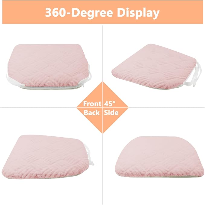 Plush Chair Cushion, Oval Chair Cushion Pad,Ultra Soft Nonslip Seat Pad,Comfortable Chair Cushion Cover,2PCS Memory Foam Chair Seat Cushion for Home Office Kitchen Dining Chairs Hot Pink
