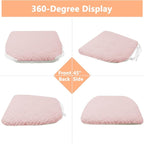 Plush Chair Cushion, Oval Chair Cushion Pad,Ultra Soft Nonslip Seat Pad,Comfortable Chair Cushion Cover,2PCS Memory Foam Chair Seat Cushion for Home Office Kitchen Dining Chairs Hot Pink