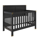 Baby Relax Miles 5-in-1 Convertible Crib, Solid Pine Wood, Black