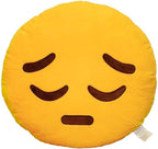 EvZ Official Certified Pensive Emoji Pillow - 32cm Large Soft Plush Sad Thinking Face Emoticon Cushion - Cute Quiet Decorative Stuffed Toy for Bedroom, Calm Decor & Sympathy Gift (Yellow)
