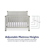 Baby Relax Miles 5-in-1 Convertible Crib for Nursery, Soft Gray