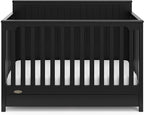 Graco Hadley 5-in-1 Convertible Crib with Drawer (Black) – Combo, Includes Full-Size Nursery Storage, Converts from Baby Crib to Toddler Bed, Daybed