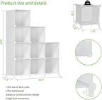FUNLAX Cube Storage Shelf, 9 Storage Cubes Closet Organizers and Storage Portable Cube Storage Organizer Plastic Bookshelf Bookcase for Study Room, Bedroom, Office, White