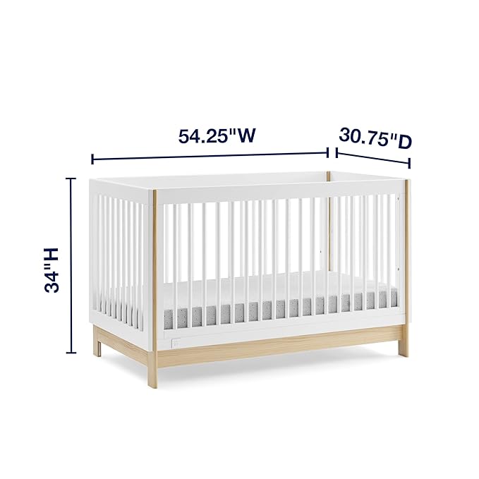 Delta Children babyGap Tate 4-in-1 Convertible Crib + Brannan Bear Bookcase with Bins + Brannan Bear Wall Shelf with 4 Hooks, Bianca White/Natural (Bundle)