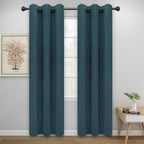 Easy-Going Blackout Curtains for Bedroom, Solid Thermal Insulated Grommet and Noise Reduction Window Drapes, Room Darkening Curtains for Living Room, 2 Panels (34x72 in, Bluestone)