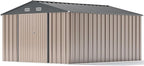 Patiowell 10 x 12 FT Metal Storage Shed for Outdoor, Steel Yard Shed with Design of Lockable Doors, Utility and Tool Storage for Garden, Backyard, Patio, Outside use,Brown