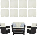 ClawsCover 8 Pack Outdoor Seat and Back Cushions Replacement Covers Fit for 4 Pieces 4-Seater Wicker Rattan Patio Furniture Conversation Set Sectional Couch,Cream-Include Cover Only