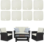 ClawsCover 8 Pack Outdoor Seat and Back Cushions Replacement Covers Fit for 4 Pieces 4-Seater Wicker Rattan Patio Furniture Conversation Set Sectional Couch,Cream-Include Cover Only