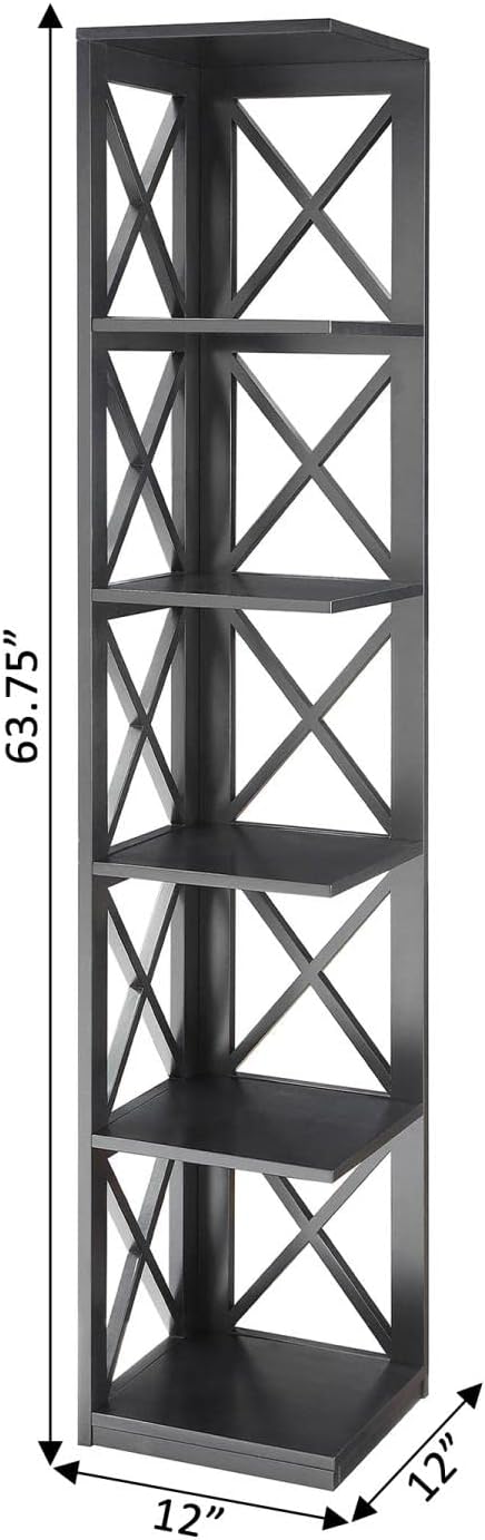 Convenience Concepts Oxford 5 Tier Corner Bookcase, Black