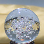 Crystal Ball Glass Globe Decor - Crystal Sphere with Stand & Gift Box, Clear Decorative Crystal Globe, 3D Crystal Ball for Home Decor Photography, Gazing Divination Fengshui Meditation, 4 inch/100mm