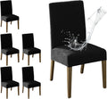 MOSAYT 100% Waterproof Dining Room Chair Covers Set of 6, Super Fit Stretch Jacquard Parson Chairs Slipcovers Removable Washable Chair Seat Protectors for Home, Kitchen, Banquet (Black)