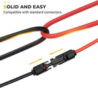 BougeRV 20 Feet 12AWG Solar Extension Cable with Female and Male Connector with Extra Pair of Connectors Solar Panel Adaptor Kit Tool (20FT Red + 20FT Black)