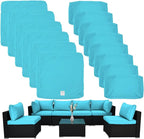 ClawsCover 14Pack Outdoor Seat and Back Cushions Replacement Covers Fit for 7Pieces 6-Seater Wicker Rattan Patio Furniture Set Sectional Couch Chair,Turquoise-Include Cover Only (Small)