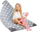 Aubliss Stuffed Animal Storage Bean Bag Chairs Cover, 50"x 35" Extra Large Bean Bags Chair for Kids & Adults, Beanbag Toy Storage for Boys Girls - Premium Cotton Canvas Grey Star