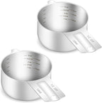 2PCS 1/2Cup (120ml, 4oz) Single Measuring Cup, Etched Inner Scale Stainless Steel Measure Scoop, Metric and US Measurement, Dishwasher Safe