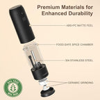 Ultrean Pepper Grinder, Rechargeable Salt and Pepper Grinder with 6 Adjustable Coarseness, LED Light, Automatic Grinder for Kitchen, Home and Kitchen Appliances Birthday Gifts for Women, Black