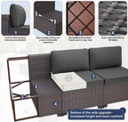 Patio Furniture Set with Fire Pit Table 8 Pieces Outdoor Sectional Furniture Outdoor Rattan Patio Conversation Sets with 43in 55,000 BTU Propane Gas Fire Pit Table Glass Table, Grey