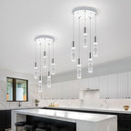 OKELI Smart Dimmable LED 5-Light Pendant Light for Kitchen Island, 18W 1350LM Modern Bubble Crystal Island Light Fixture with TUYA App & Voice Control, Adjustable 3000K-6000K, Electro-Chrome