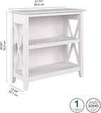 Bush Furniture Key West 2-Shelf 30-inch H Small Bookcase, Pure White Oak (KWB124WT-03)