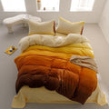 Wellboo Orange Gradient Comforter Sets King Yellow and Orange Velvet Bedding Comforters Women Modern Plain Orange Brown Flannel Quilts Farmhouse Abstract Art Orange Plush Blanket Winter Fuzzy Bed
