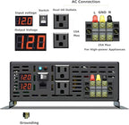 WZRELB 5000W 12VDC 120VAC Pure Sine Wave Power Inverter, 2 AC Outlets, Wired Remote Control, RV (RBP-500012WR)