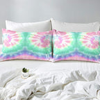 Erosebridal Kids Tie Dye Comforter Set, Bohemian Psychedelic Duvet Sets Twin Size for Girls Boys Teens Women Bedroom, Boho Gypsy Spiral Bedding Set Watercolor Trippy Duvet Insert, Pink Teal Blue