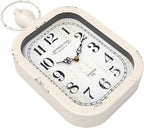 Menterry Small Retro Rectangle Wall Clock, White Antique Vintage Style, Battery Operated Silent Decor Wall Clocks for Farmhouse,Bedroom,Kitchen,Bathroom (11" H x 6.1" W)