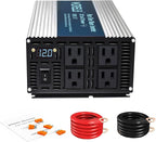 WZRELB 2000W Pure Sine Wave Inverter 12V DC to 110V 120V AC Power Converter with LED Display, Off-Grid Portable Power Inverter with 4 AC Outlets for Home, RV, Truck, Camping