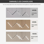 JAYMP Geometric Shaped Modern Chandelier LED Dimmable Pendant Lighting for Dining Room Kitchen Island Cafe Bar Hanging Lamp (Black, 49.2 Inch)
