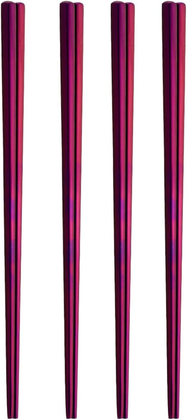Stainless Steel Chopsticks,Reusable ,Dishwasher Safe , Easy to Use（4 PCS,purple）