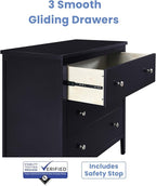 Delta Children Campbell 3 Drawer Dresser, Midnight Grey