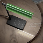 Modern LED Banker Lamp, Vintage Green Lampshade LED Desk Lamp,Office Home Decor Desk Light, with Touch Switch and Wireless Charging Function, for Study, Library, Bedroom