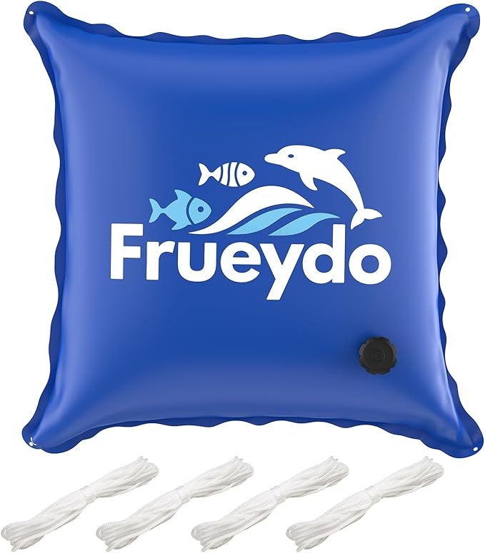 Inflatable Pool Pillow for Above Ground Pool 4x4 Ft – Frueydo Heavy Duty Air Pillow for Outdoor Swimming Pools, Portable Pools Cover Cold Resistant for Winterizing, Rope Included