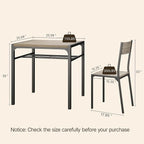 Gizoon 3-Piece Dining Table Set for 2, Small Kitchen Table & Chairs Grey | Compact grey 2-person dining set perfect for apartments. Features under-table storage rack and 2 chairs that tuck away.