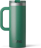 RTIC 20oz Road Trip Travel Mug with Lid and Handle, Ceramic Lined, Insulated, Stainless Steel, Metal, Double Wall Vacuum-Insulation, Portable Coffee, Tea Cup for Hot and Cold Drink, Pine Tree