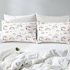 Erosebridal Kids Rainbow Bedding Set, Girly Love Heart Comforter Set Twin Size Cartoon Rainbow Cloud Duvet Sets for Girls Boys Women Bedroom Decor, Soft Microfiber Down Comforter 2 Pieces,Colorful