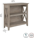 Bush Furniture Key West Small 2 Shelf Bookcase in Washed Gray