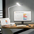 Eye-Care eReading Desk Lamp/Table Lamp/Task Lamp/Swing Arm Lamp: Auto-Dimming, CRI 97, Adjustable Temperatures, 51” Wide Illumination Desk Light for Home Office, Bedroom, Living Room