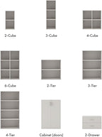 Apexa 3-Tier Cube Storage Organizer Shelves, Stackable Wood Bookcase Fits Cubby Bins for Organization, Dorm Teen Room Decor & Home Office, Greige