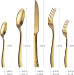 Silverware 45-Piece Matte Gold Hammered Flatware Set with Serving Utensils, Stainless Steel Thick Handle Matte Polished Cutlery Set for Wedding Hotel Restaurant, Service for 8