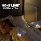 LED Desk Lamp for Home Office, Dimmable Table Lamp with USB Charging Port, 5 Lighting Modes, Sensitive Control, 60 Minutes Auto-Off Timer, Eye-Caring Office Lamp(White)