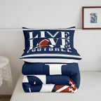 Feelyou Rugby Sports Bedding Set King Size Football Comforter Set for Kids Boys Girls Decor Soccer Ball Game Comforter Microfiber American Football Player Duvet Set Bedroom Quilt Set