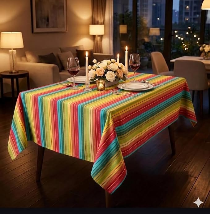 Urban Villa Tablecloth Cotton Tabletop 60x84 (6-8 Seats) Red Stripes