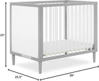 Lucas Mini Modern Crib with Rounded Spindles, 39"L x 25.5"W x 33"H